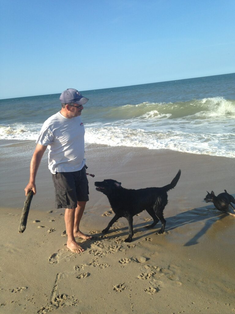 Dad with Bailey + Bandit